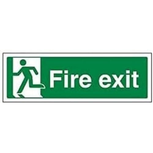 Image of VSafety Final Fire Exit Man Left Sign - Landscape - 300mm x 100mm - 1mm Rigid Plastic