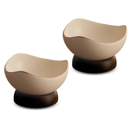 Image of Set of 2 Ceramic Small Bowls for Dipping, 100ml Dessert Bowls Serving Prep Bowl for Ice Cream, Snack, Dips, Relish, Sauces, Jam, Chutney, Nuts, Candy, Dishwasher Safe (Beige and Yellow)