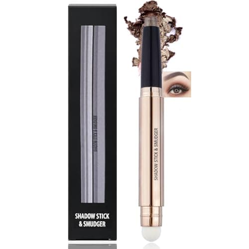 Image of Mocha Brown Dual-Ended Cream Eyeshadow Stick & Smudger – Waterproof Long Lasting Shimmer Eye Shadow Pencil with Built-In Sponge Blender, Smooth Blendable Texture for Smoky Eye Makeup