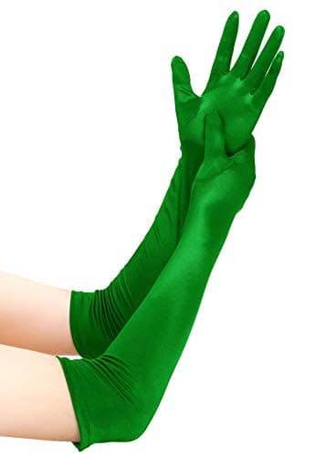 Image of EORUBE Long Opera 1920s Satin Gloves for Women Elbow Length Party Costume Gloves (Smooth 20.5" - Green)