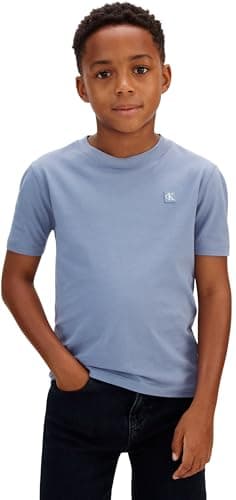 Image of Calvin Klein Unisex Kids Mono Mini Badge Reg T-Shirt LV1CKSJA30 S/S T-Shirt, Blue (Infinity 17-4015 TCX), 8 Years