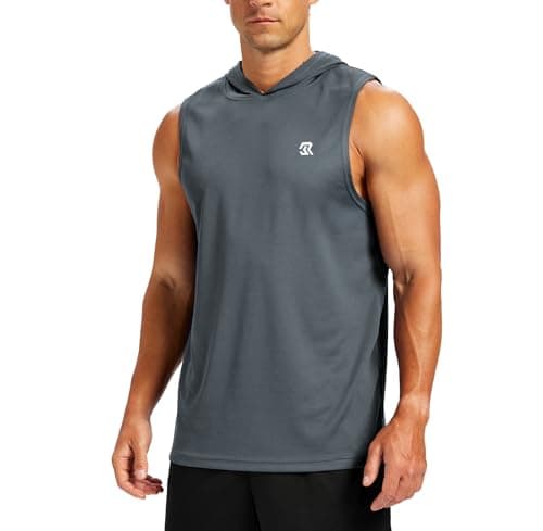 Image of Men's Gym Hooded Tank Top Mesh Muscle Vest Bodybuilding Sleeveless Hoodie Workout Training Stringer Quick Dry Fitness Apparel for Weightlifting Running High Breathability Athletic Gear Gray M