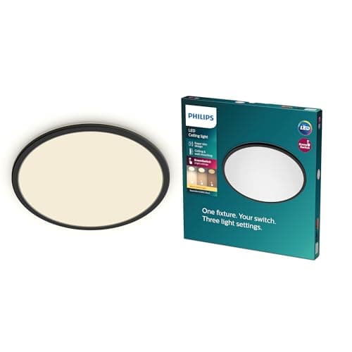Image of PHILIPS LED Superslim SceneSwitch Dimmable Ceiling Light 2700K 18W [Warm White - Black] for Indoor Home Lighting in Livingroom and Bedroom