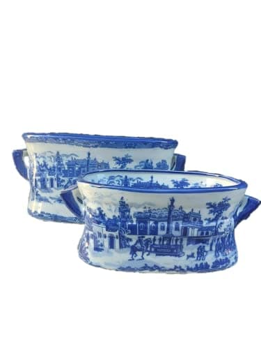 Image of Set of 2 Castle Design Footbath/Garden Planters: Floral Crocus Patio Indoor