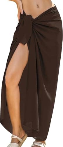 Image of Womens Beach Sarong Chiffon Swimsuit Coverups Sheer Bikini Wraps for Swimwear Bathing Suit Cover Up Summer Holidays (Dark Brown)