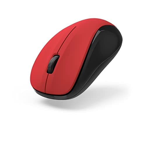 Image of Hama Wireless Mouse (3 buttons, 2.4GHz, 1200 dpi, optical wireless mouse, for laptop/PC/notebook, silent, battery-powered, for both right- and left-handed users, with USB receiver) red