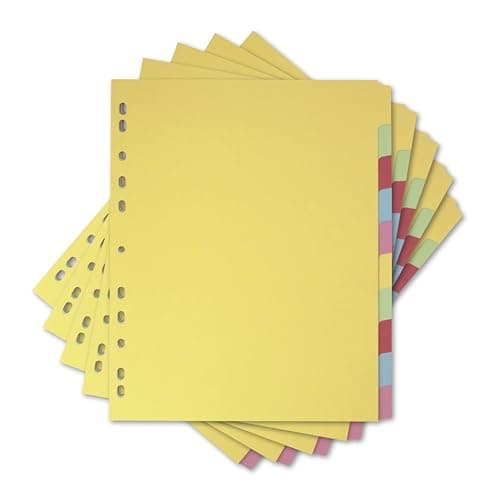 Image of Elba A4+ Yellow 10 Part File Dividers, 5 Pack for Office School & Home Organisation, Durable Filing Dividers Suitable for Punched Pockets