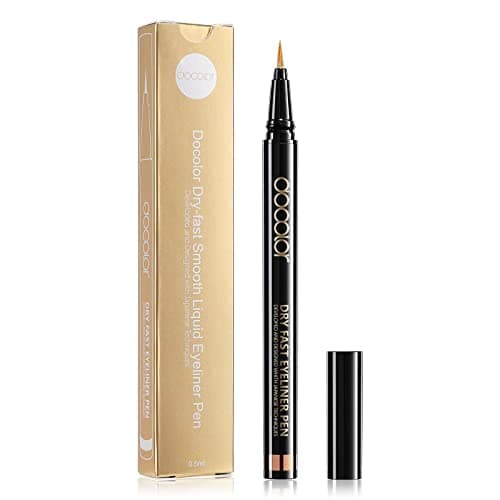 Image of Docolor Waterproof Liquid Eyeliner Pen - Gold, Smudge Proof & Long Lasting - Hyper Precise Brush Tip for Beginners & Sensitive Eyes - Quick Drying, Intense Matte Ink - Vegan & Cruelty-Free