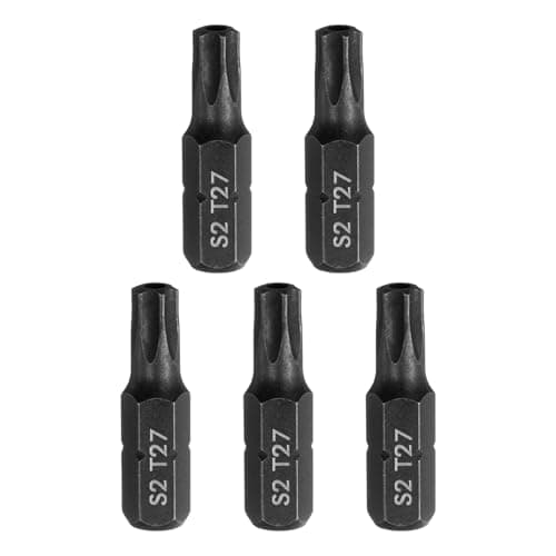 Image of sourcing map 5pcs T27 Torx Screwdriver Bit 1/4" Hex Shank 25mm/1" Length S2 Steel Star 6 Point Head Hex Security Screw Driver Bits with Hole for Impact Electric Screw Driver Power Tools, Black