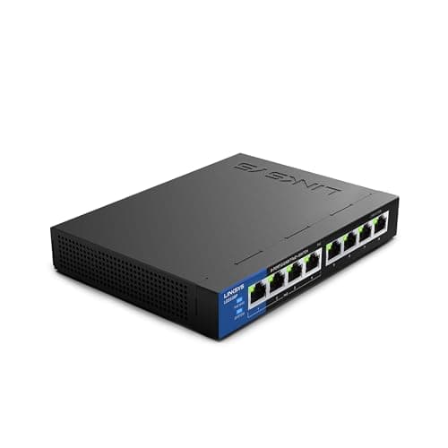 Image of Linksys LGS108P Business 8 Port Desktop Gigabit Unmanaged Network Switch with 4 Port PoE+, Black