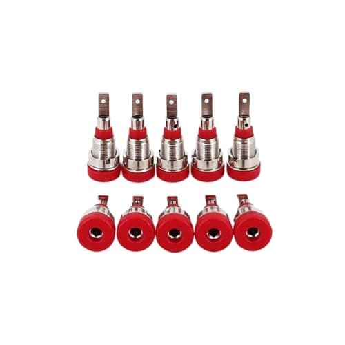 Image of 10Pcs Brass 2mm Small Size Banana Female Jack Panel Mount Test Socket Connector(Red)