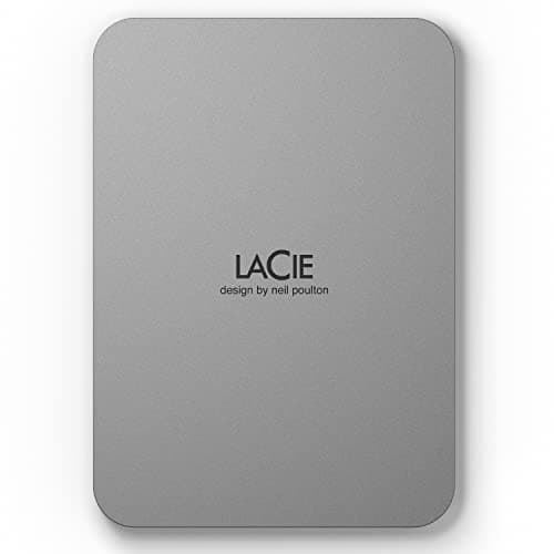 Image of LaCie Mobile Drive V2 4TB — slim design, USB‑C Portable External Hard Drive, 2.5‑inch, Moon Silver, for Mac & Windows — Rescue Data Recovery included