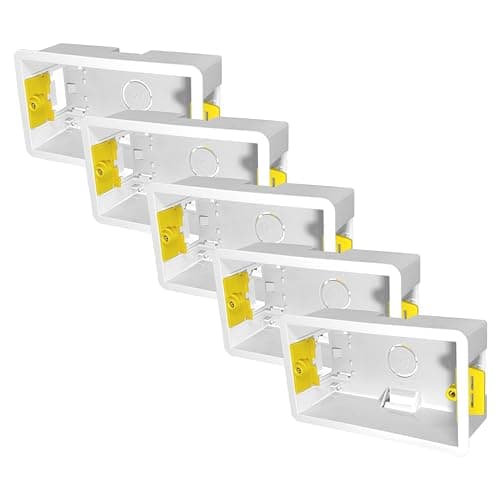 Image of Evoges 2 Gang Dry Lining Back Box 47mm | Deep Electrical Wall Box for Plasterboard | Fast-Fit Design (Pack of 5)