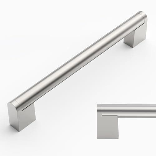 Image of Amerdeco 10 Pack Brushed Satin Nickel Cabinet Pulls 6.3 Inch(160mm) Hole Centers Kitchen Cabinet Handles Cabinet Hardware Cupboard Handles Drawer Pulls AM004