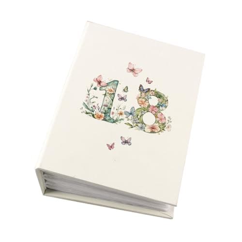 Image of 18th Birthday Photo Album, Butterflies and Flowers Design, Holds 100 6x4 Inch Photos, Multi-colour, 16.7x12.5 cm