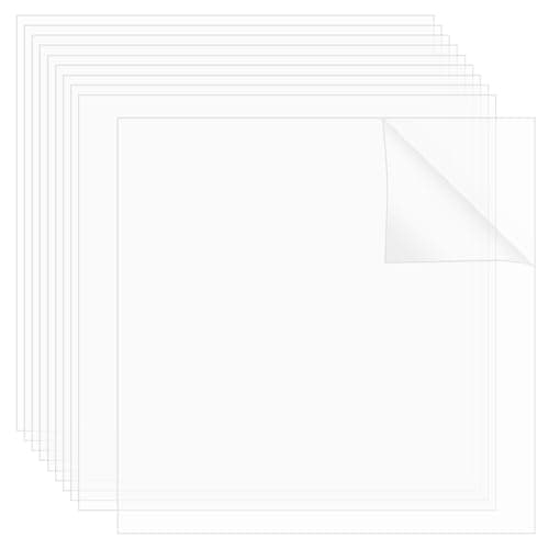 Image of NBEADS 10 Pcs PET Clear Sheets, 0.5mm Thick Clear Plastic Cast Flexible Sheet Panels for Crafting Projects Replacement Picture Frame Glass, Square