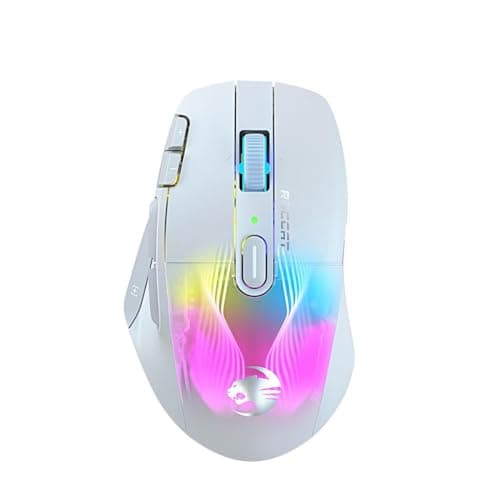 Image of Roccat Kone XP Air – Wireless Gaming Mouse, 19K DPI Optical Sensor, 100h Battery, Charging Dock, AIMO RGB Lighting, White