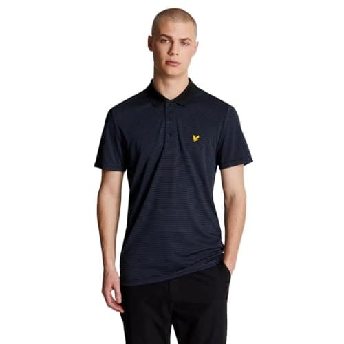 Image of Lyle & Scott Mens Light Microstripe Polo Shirt - Dark Navy/Jet Black - M
