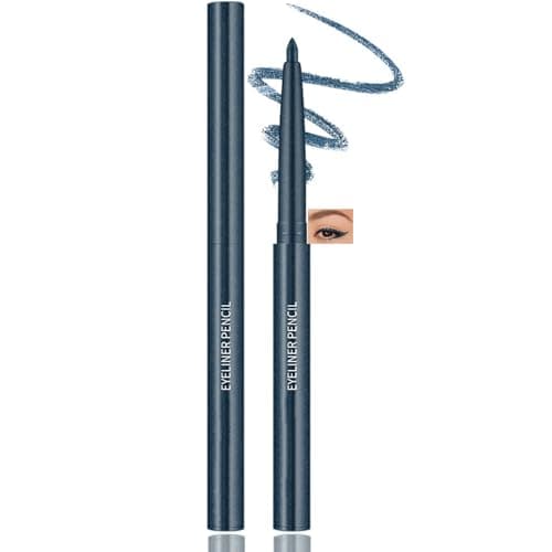 Image of Shimmer Steel Blue Eyeliner Pencil – Ultra Fine Tip Retractable Waterproof Smudge Resistant Long Lasting Gel Formula for Metallic Winged Liner, Graphic Lines and Pearlescent Blue Grey Eye Makeup