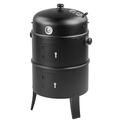 Image of KCT 3 in 1 BBQ Upright Outdoor Smoker Barbecue Cooking Grill With Hooks for Smoking