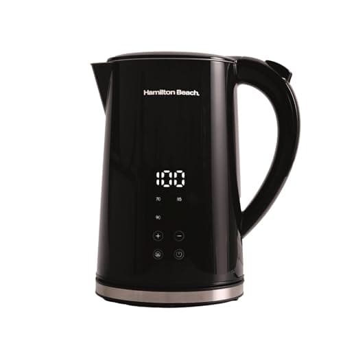 Image of Hamilton Beach Electric Kettle, Digital Temperature Control, FlexiControl, 1.7L, Cool Touch Exterior, Fast Boil, Auto Shut Off, Built-in Filter, Overheat Protection, 2200W, Black - HBK001B