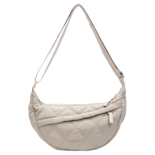 Image of ALINUOYQ Quilted Crescent Crossbody Bags for Women Puffer Shoulder Hobo Bag Nylon Down Padded Quilted handbags Dumpling Purse