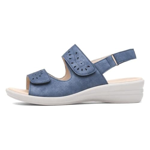 Image of Softlites Womens Blue Easy Fasten Wedge Sandals - Size 6 UK - Blue