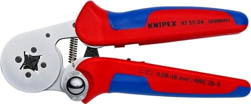 Image of KNIPEX Self-Adjusting Crimping Pliers for Wire Ferrules with Lateral Access Chrome-Plated with Multi-Component Handles 180 mm, 97 55 04