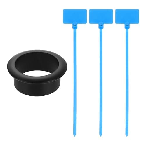 Image of sourcing map Desk Grommet, 1-9/16" (40mm) Zinc Alloy Cable Hole Cover Wire Cord Organizer with Marked Cable Ties for Home Office Desktop Wire, Black