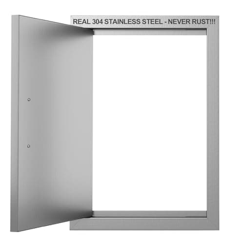 Image of BBQ Access Door 14" W x 20" H-304 Stainless Steel Never Rust-Double Layer-Outdoor Kitchen Doors-Outside Cabinet Door-Weatherproof GrillDoor-Flush Mount BBQ Island Doors-MetalDoor for Outdoor Kitchen