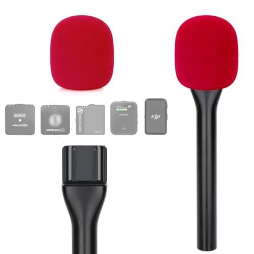 Image of YOUSHARES Interview GO Handheld Adapter - Microphone Handle for Rode Wireless GO II Mic, Wireless GO/Me/Pro, DJI Mic, DJI Mic 2, with Mic Cover Foam (Red Foam)