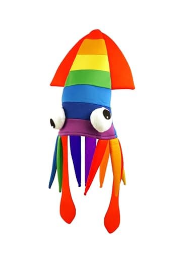 Image of Fancy Dress Rainbow Squid Hat Gay Pride Accessory - Adult Size
