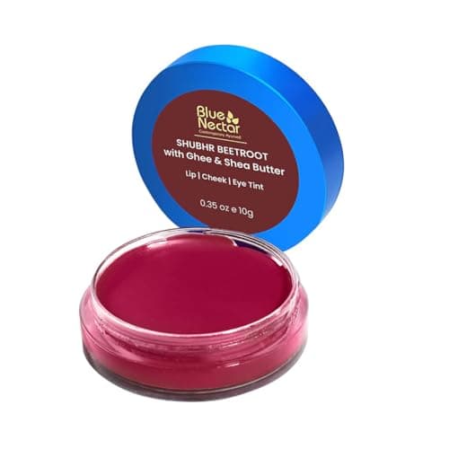 Image of Blue Nectar Lip Tint Balm for Tinted Pink Lips | Natural Beetroot Girls Lip Balm Moisturizer for Dry Skin with Organic Ghee & Shea Butter | Long Lasting Hydrating Lip Tint (10g)