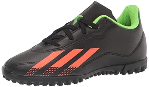 Image of adidas X Speedportal.4 Turf Soccer Shoe, Black/Solar Red/Solar Green, 2.5 US Unisex Little Kid
