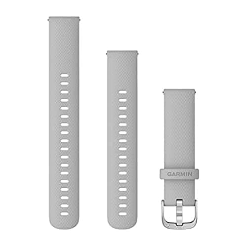 Image of Garmin Quick Release Bands (18mm), suitable for selected Forerunner-,Venu- and vívoactive smartwatch series, Original accessory, Silicone, Mist Grey with Silver Hardware