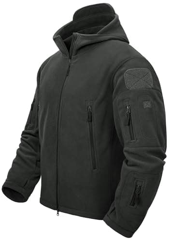Image of TACVASEN Windproof Men's Military Fleece Combat Jacket Tactical Hoodies, Grey, L