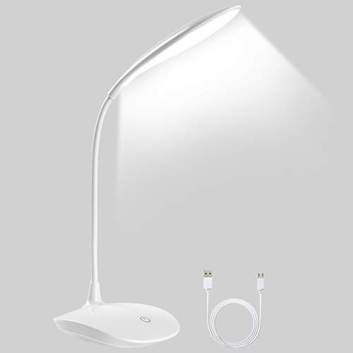 Image of URAQT Desk Lamp, USB Portable Eye-CareTable Lamp, 3 Light Modes Office Gooseneck Lamp, LED Desk Lamp, Touch Control, Used for Study, Drawing Board, Piano, Craft, Study, Work, Etc (White #1)