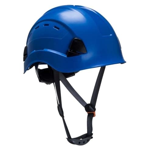 Image of Portwest PS63 Mens Vented Safety Helmet Hard Hat Height Endurance Lightweight ABS Shell 6 Point Harness Y Chin Strap Adjustable Sweatband Construction Scaffolding Industrial Work, Royal Blue, One Size