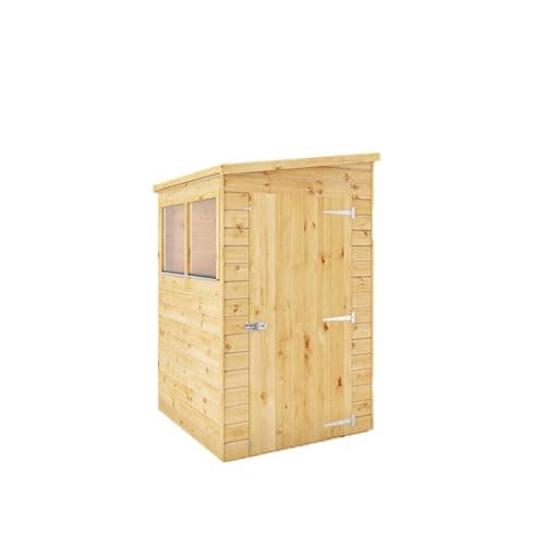 Image of Waltons 4x4 Garden Shed Pent Roof | Modular Wooden Storage Shed with Single Door, Dip Treated Shiplap Panels – Window & Windowless Options – Outdoor Tool Storage Shed (with Windows)