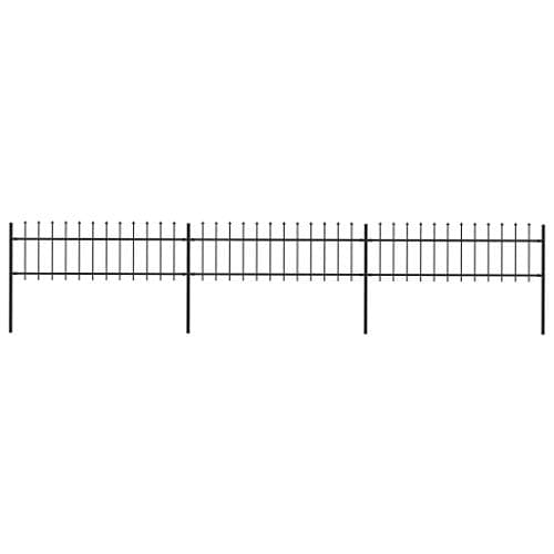 Image of vidaXL Garden Fence Spear 5.1x0.6m Outdoor Panel Barrier Border Decorative Landscape Privacy Edges Black Steel Rust-resistant Metal