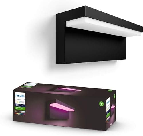 Image of Philips Hue Nyro White and Colour Ambiance LED Smart Outdoor Wall Light for Garden, Patio. [Black] Compatible with Alexa, Google Assistant and Apple HomeKit