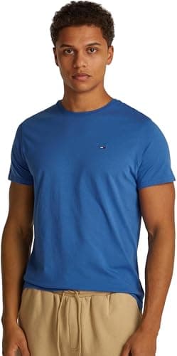 Image of Tommy Jeans Mens TJM Xslim Jersey Tee Dm0dm04411 S/S T-Shirt, Blue (Tempo Blue), XS UK