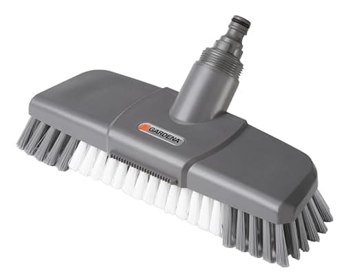 Image of Gardena Comfort Scrubbing Brush: Water-Carrying Cleaning Brush for the Clean System, with Flat Spray Nozzle and Scraping Edge, Particularly Effective (5568-20)