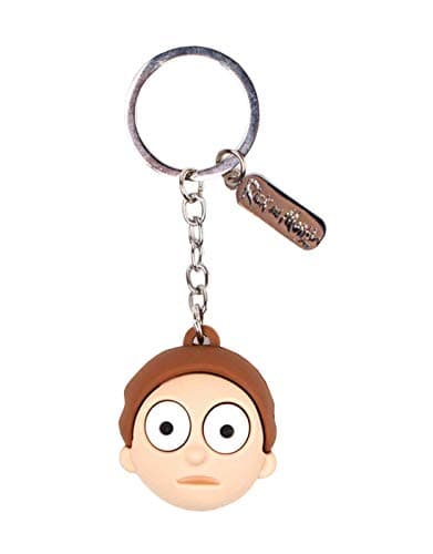 Image of Rick & Morty Keyring Keychain Morty Face 3D Official Rubber One Size