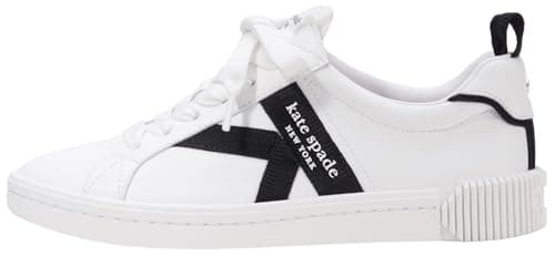 Image of Kate Spade New York Women's Signature Lace Up Sneaker, True White/Black, 5 US