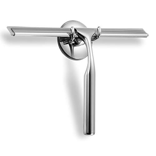 Image of Shower Squeegee,Window Squeegee,Stainless Steel Shower Screen Wiper with Strong Suction Hook for Bathroom,Kitchen,Mirror,Car,Window and Glass Cleaning,10"Chrome