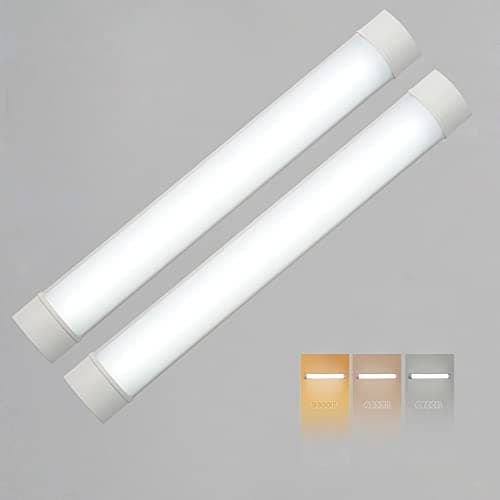 Image of Sundertech LED Batten Light 2FT 60cm [Pack of 2] 17w 1880LM (3000K/4000K/6500K 3cct in 1) Warm/Neutral/Cold White Selectable Ceiling Mount for Cabinet Kitchen Shed