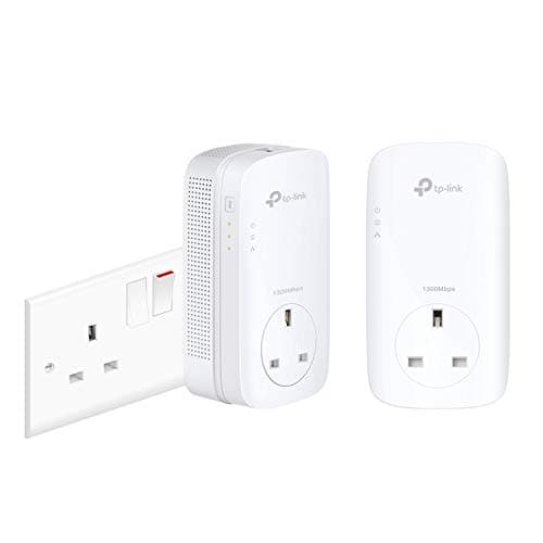 Image of TP-Link TL-PA8010PKIT V2 1-Port Gigabit Passthrough Powerline Starter Kit, Data Transfer Speed Up to 1300 Mbps, UK Plug (Renewed)
