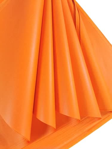 Image of Orange Tissue Paper 10 Large Sheets, Acid Free Art Paper, Perfect for Gift Wrap, Storage, Packing, Art & Craft Bulk Pack Archiving Shredding 70 x 50cm Sheet Size