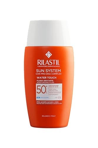 Image of Rilastil Sun System Water Touch Fluido Comfort Moisturising Face Fluid, Silk and Matt Effect, SPF 50+, for All Leather Types 50 ml